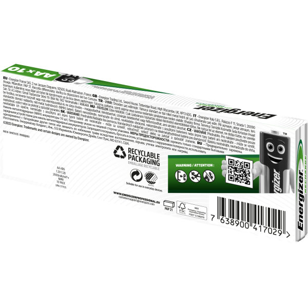 ENERGIZER® NiMH Akkumulator Power Plus Mignon AA 2000 mAh vorgeladen 10 Stück