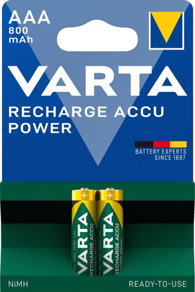 VARTA® NiMH Recharge Accu AAA 800 mAh geeignet für Telefone 2er Blister